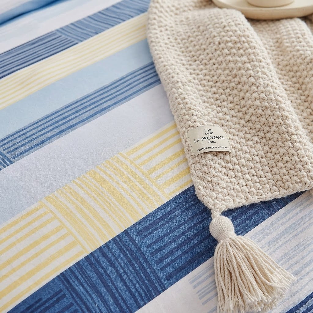 Cotton Stripe Soft Blue Quilt Cover Set - City Love