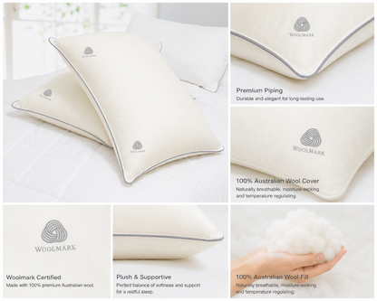 Australian Made Natural Comfort Wool Pillow [Twin Pack]