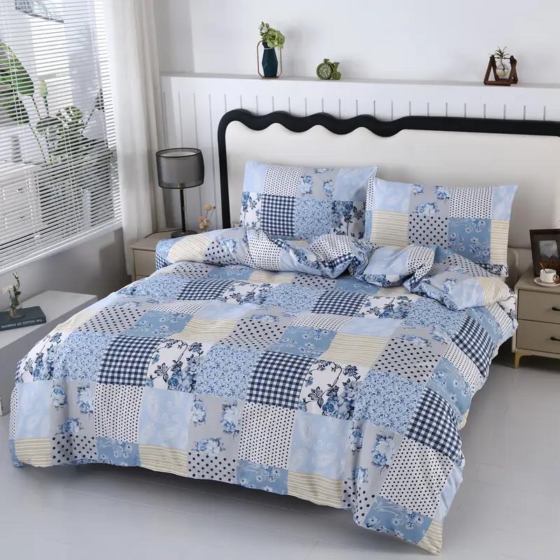 Blue Plaid Quilt Cover Set