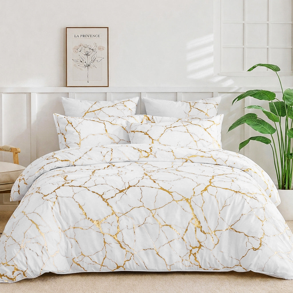 Golden Marble Quilt Cover Set