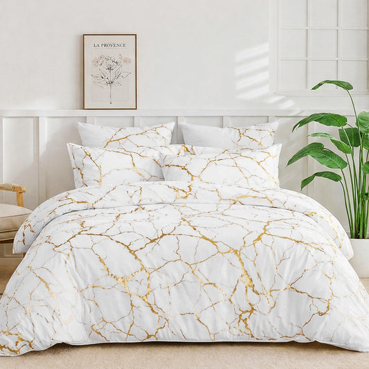 Golden Marble Quilt Cover Set