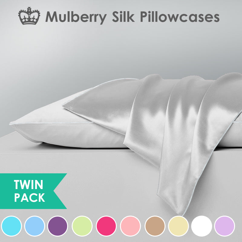 Single Side Mulberry Silk Pillowcases [Twin Pack]